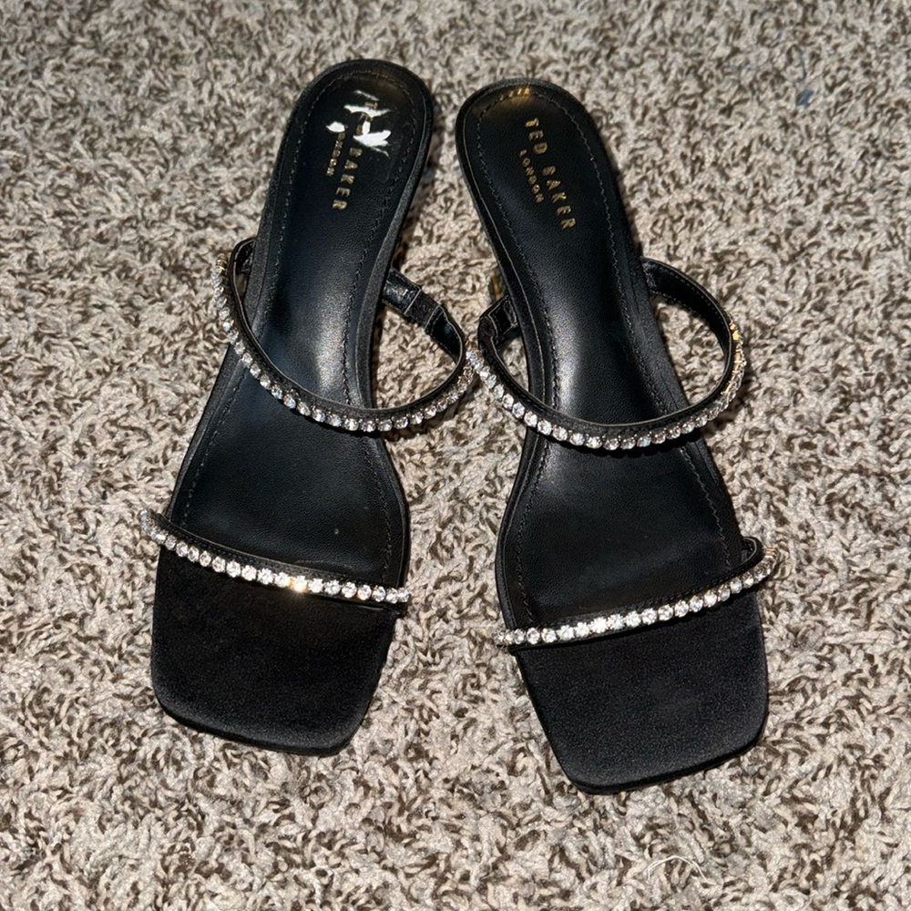 Ted Baker 
Black Satin heeled mule